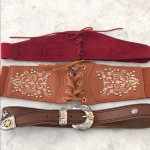 LF high waist lace up belts and western belt tan